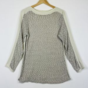 Sundance Beige Cream Open Nubby Knit Boatneck Pullover‎ Sweater Womens Large